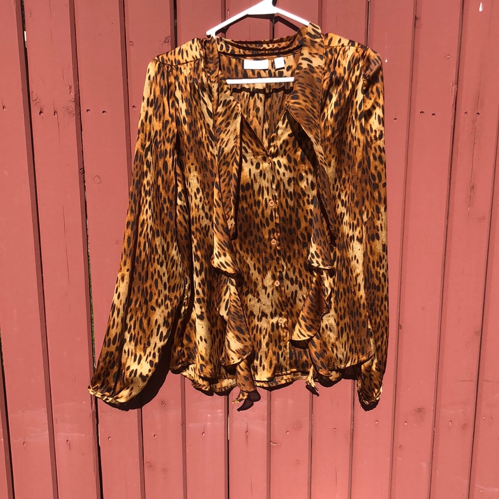 New York & Company cheetah print blouse